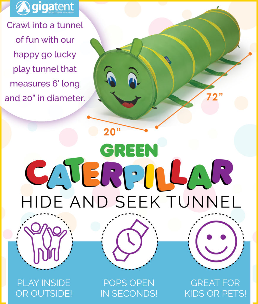 Happy Face Caterpillar Play Tunnel Toddler Crawl Tube Kids Toy Tent Pets Explore 