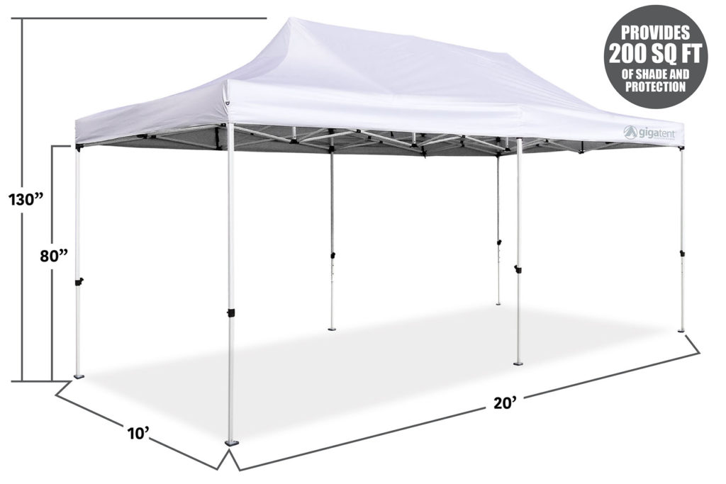 GigaTent Pop Up Canopy 20 X 10 Powder Coated Steel Frame Height Up to ...